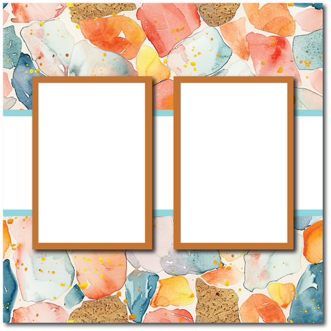 Terrazzo Pattern - 2 Frames - Blank Printed Scrapbook Page 12x12 Layout