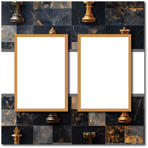 Chess - 2 Frames - Blank Printed Scrapbook Page 12x12 Layout