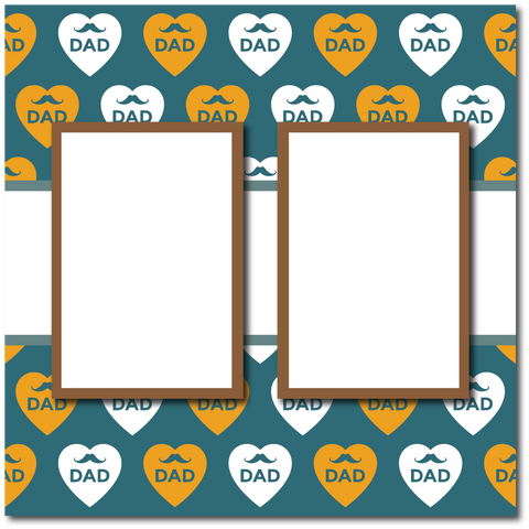 Heart Dad - 2 Frames - Blank Printed Scrapbook Page 12x12 Layout