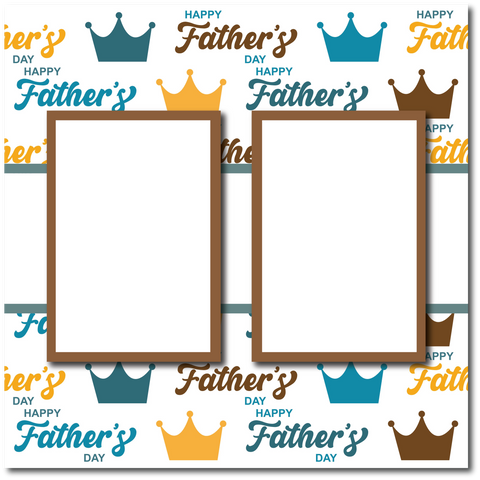 Happy Father's Day - 2 Frames - Blank Printed Scrapbook Page 12x12 Layout