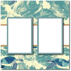 Sea Turtles - 2 Frames - Blank Printed Scrapbook Page 12x12 Layout