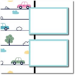 Cars - 2 Frames - Blank Printed Scrapbook Page 12x12 Layout
