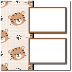 Tigers - 2 Frames - Blank Printed Scrapbook Page 12x12 Layout