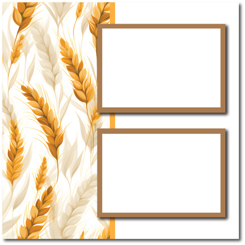 Wheat - 2 Frames - Blank Printed Scrapbook Page 12x12 Layout