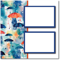 Umbrellas Abstract - 2 Frames - Blank Printed Scrapbook Page 12x12 Layout