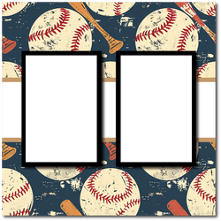 Baseball - 2 Frames - Blank Printed Scrapbook Page 12x12 Layout