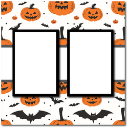 Halloween - 2 Frames - Blank Printed Scrapbook Page 12x12 Layout