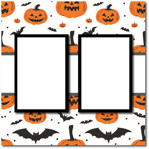 Halloween - 2 Frames - Blank Printed Scrapbook Page 12x12 Layout