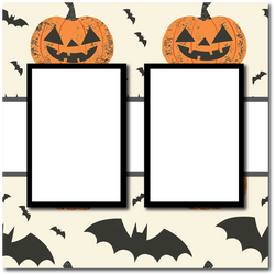 Halloween - 2 Frames - Blank Printed Scrapbook Page 12x12 Layout