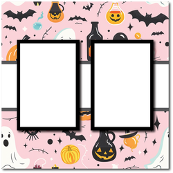 Halloween - 2 Frames - Blank Printed Scrapbook Page 12x12 Layout