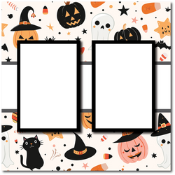 Halloween - 2 Frames - Blank Printed Scrapbook Page 12x12 Layout