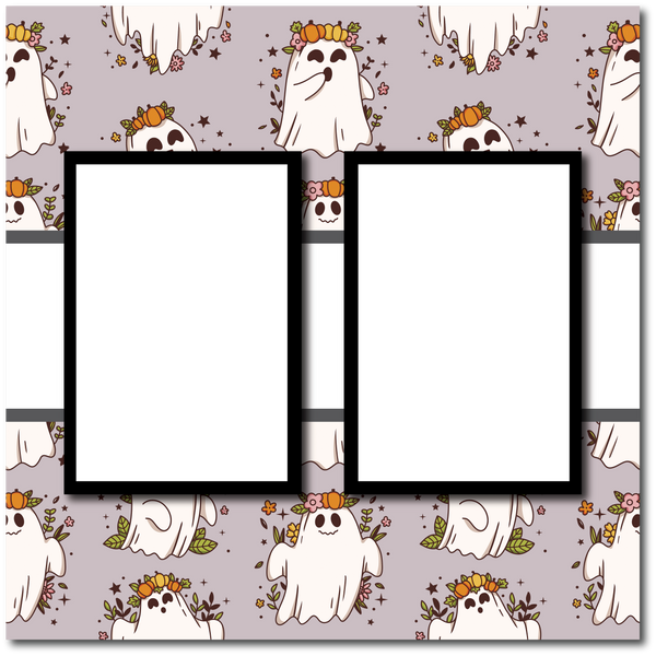 Ghosts - 2 Frames - Blank Printed Scrapbook Page 12x12 Layout