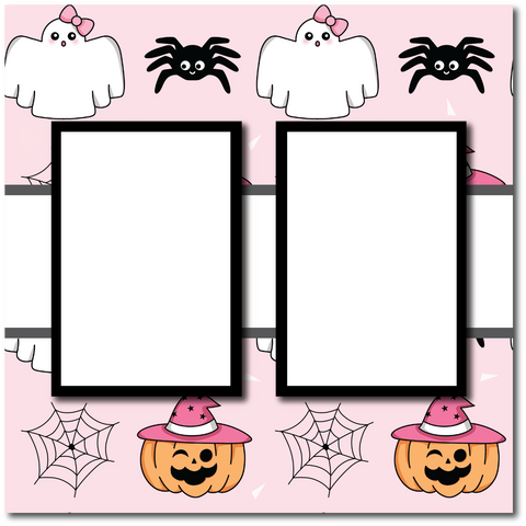 Halloween - 2 Frames - Blank Printed Scrapbook Page 12x12 Layout