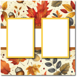 Fall Leaves - 2 Frames - Blank Printed Scrapbook Page 12x12 Layout