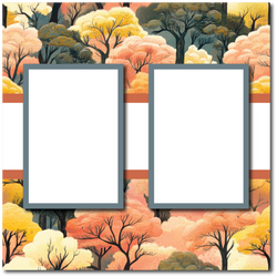 Fall Trees - 2 Frames - Blank Printed Scrapbook Page 12x12 Layout