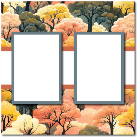 Fall Trees - 2 Frames - Blank Printed Scrapbook Page 12x12 Layout