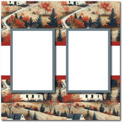 Fall Country - 2 Frames - Blank Printed Scrapbook Page 12x12 Layout