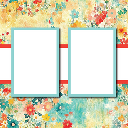 Wild Flowers - 2 Frames - Blank Printed Scrapbook Page 12x12 Layout