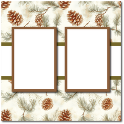 Pinecones - 2 Frames - Blank Printed Scrapbook Page 12x12 Layout