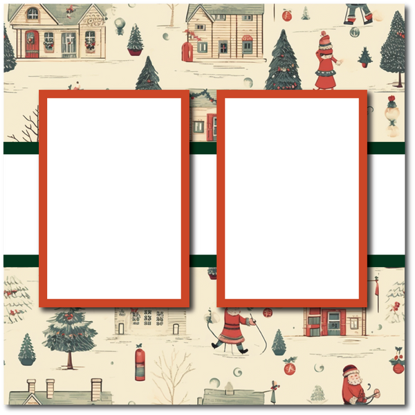 Christmas Wonderland - 2 Frames - Blank Printed Scrapbook Page 12x12 Layout