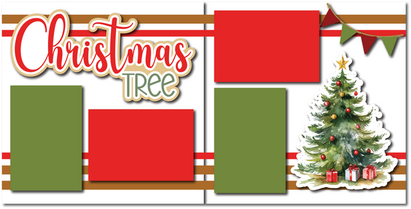 Christmas Tree - Printed Premade Scrapbook (2) Page 12x12 Layout