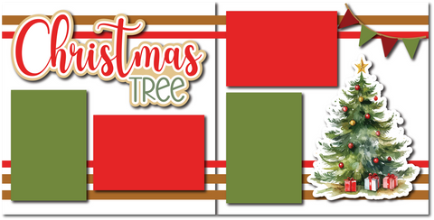 Christmas Tree - Printed Premade Scrapbook (2) Page 12x12 Layout