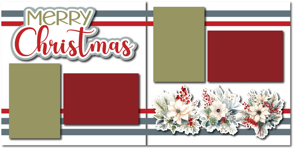 Merry Christmas - Printed Premade Scrapbook (2) Page 12x12 Layout