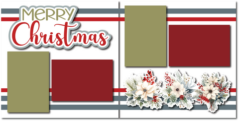 Merry Christmas - Printed Premade Scrapbook (2) Page 12x12 Layout