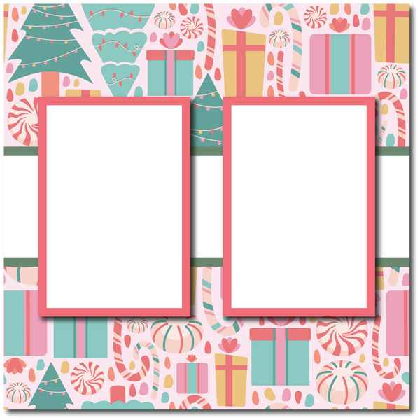 Christmas - 2 Frames - Blank Printed Scrapbook Page 12x12 Layout