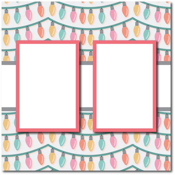 Christmas Lights - 2 Frames - Blank Printed Scrapbook Page 12x12 Layout