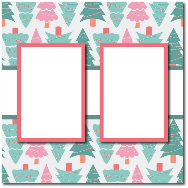 Christmas Trees - 2 Frames - Blank Printed Scrapbook Page 12x12 Layout