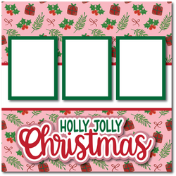 Holly Jolly Christmas - Printed Premade Scrapbook Page 12x12 Layout