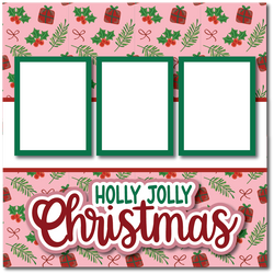 Holly Jolly Christmas - Printed Premade Scrapbook Page 12x12 Layout