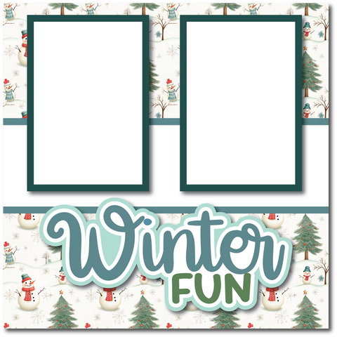 Winter Fun - Printed Premade Scrapbook Page 12x12 Layout