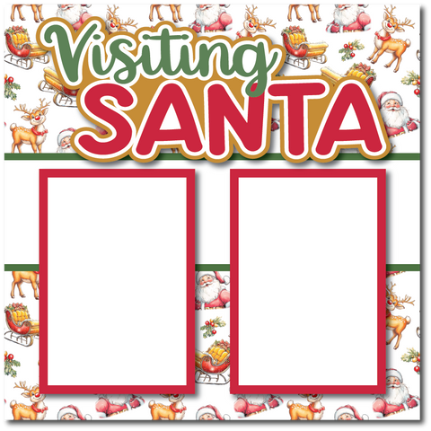 Visiting Santa - Printed Premade Scrapbook Page 12x12 Layout