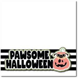 Pawsome Halloween - Printed Premade Scrapbook Page 12x12 Layout