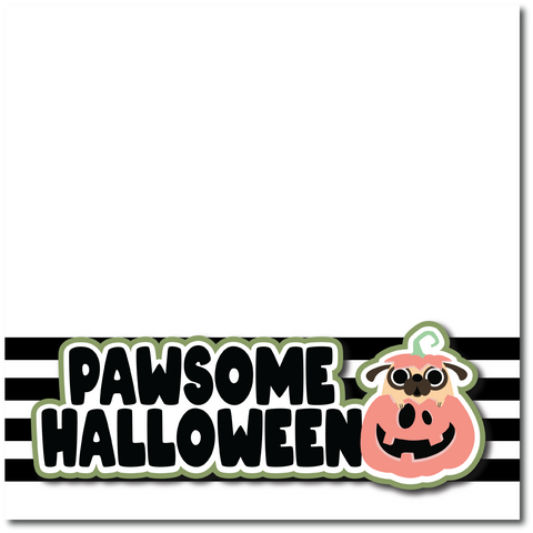 Pawsome Halloween - Printed Premade Scrapbook Page 12x12 Layout