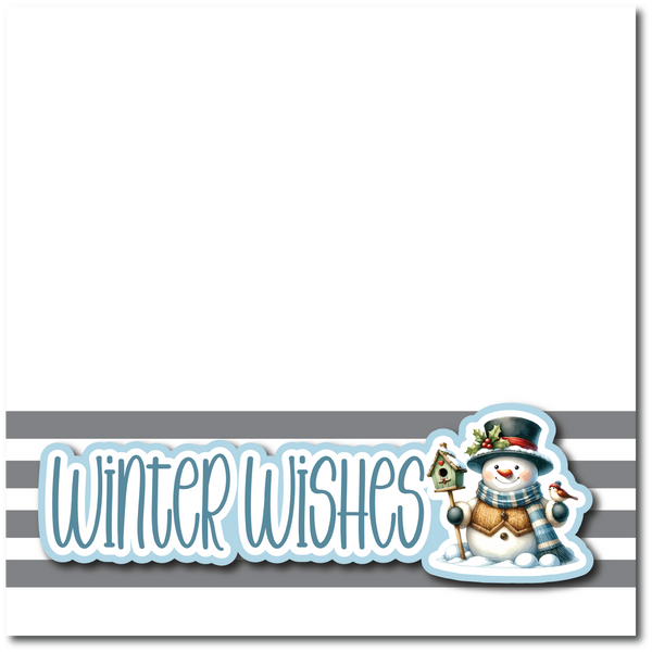 Winter Wishes - Printed Premade Scrapbook Page 12x12 Layout