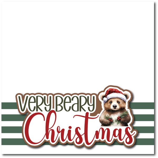 Very Beary Christmas - Printed Premade Scrapbook Page 12x12 Layout