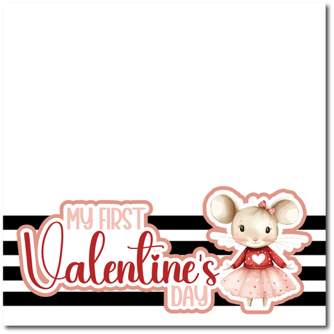 My First Valentine's Day - Printed Premade Scrapbook Page 12x12 Layout