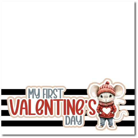 My First Valentine's Day - Printed Premade Scrapbook Page 12x12 Layout