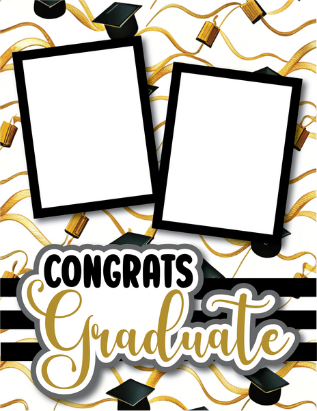 Congrats Graduate  - Printed Premade Scrapbook Page 8.5 x 11 Layout