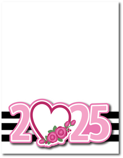 2025 - Floral Heart - Printed Premade Scrapbook Page 8.5 x 11 Layout