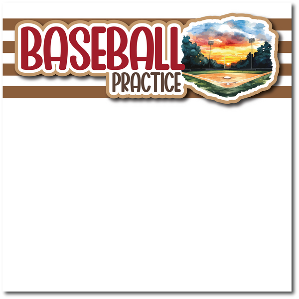 Baseball Practice - Printed Premade Scrapbook Page 12x12 Layout