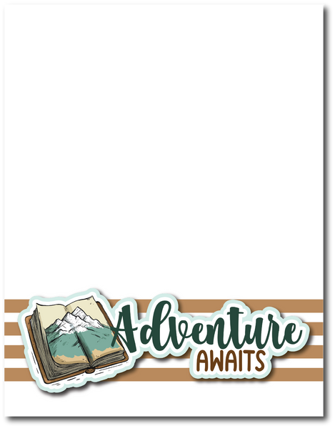 Adventures Awaits - Printed Premade Scrapbook Page 8.5 x 11 Layout