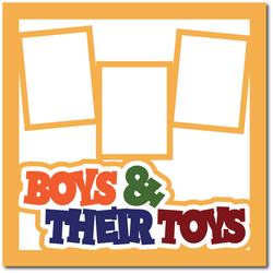 Boys and Their Toys - Printed Premade Scrapbook Page 12x12 Layout