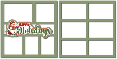 Happy Holidays - 5 Frames -(2) Scrapbook Page Layered Overlay Kit