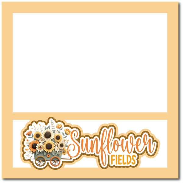 Sunflower Fields - Printed Premade Scrapbook Page 12x12 Layout
