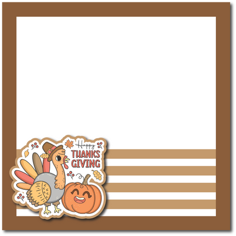 Happy Thanksgiving - Printed Premade Scrapbook Page 12x12 Layout