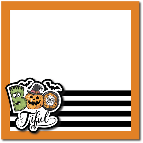 Boo-tiful - Halloween - Printed Premade Scrapbook Page 12x12 Layout